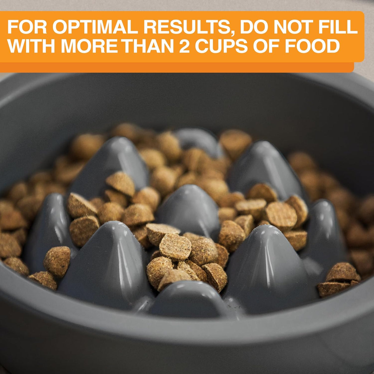 The Niner Slow Feed Bowl - Raised Peaks Slow Down Pets Eating - Fits Elevated Feeders Including Neater Feeder Large Sizes - Gentle on Teeth and Gums - Holds up to 2 Cups (Gunmetal Grey)