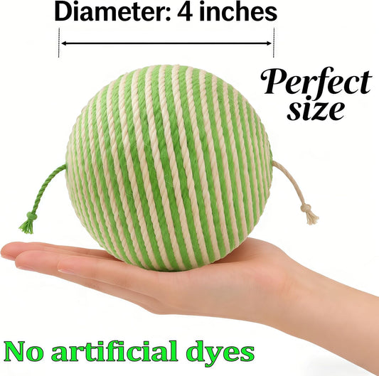 4-Inch Sisal Cat Toy Balls, Cat Toys for Indoor Cats, With Crinkle Sound