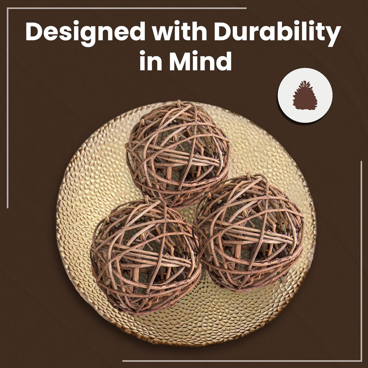6Natural Vine Balls, 4 inch Dried Wicker Rattan Balls, Pack of 6 Decorative Sphere Orbs for Party Wedding, and Home Décor Vase Fillers for Centerpieces
