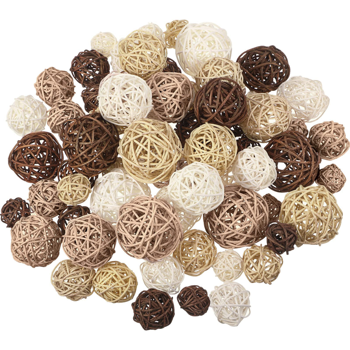 Patelai 72 Pcs Wicker Rattan Balls, Vase Bowl Fillers, Boho Neutral Set