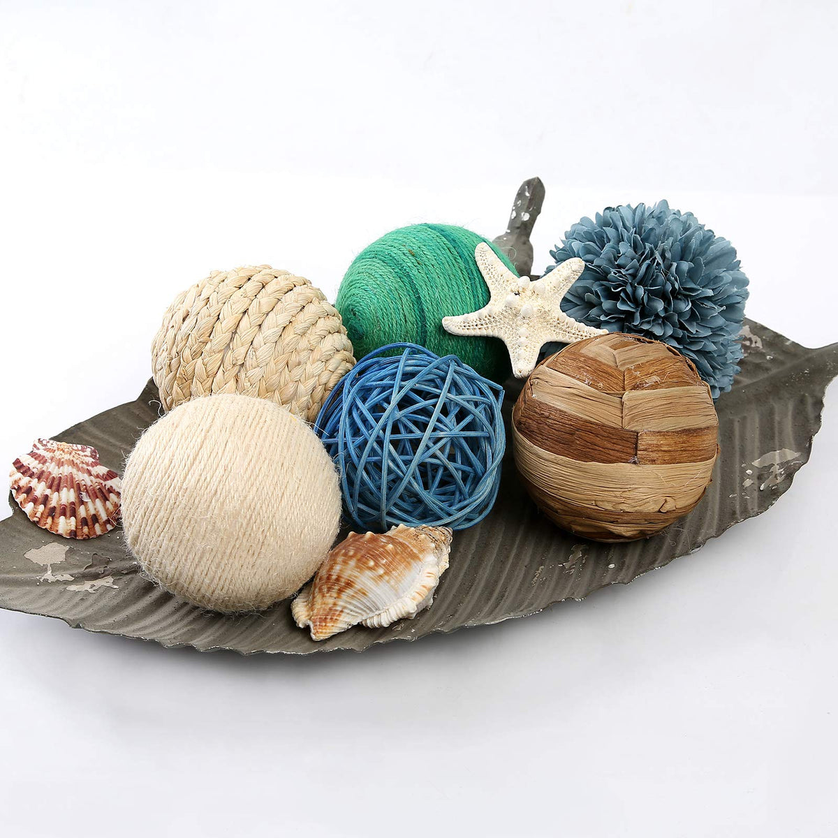 6pcs 3.5inch Woven Wicker Rattan Balls Decorative Ball Twig Orbs Green Orbs Vase Bowl Filler for Tabletop Decor