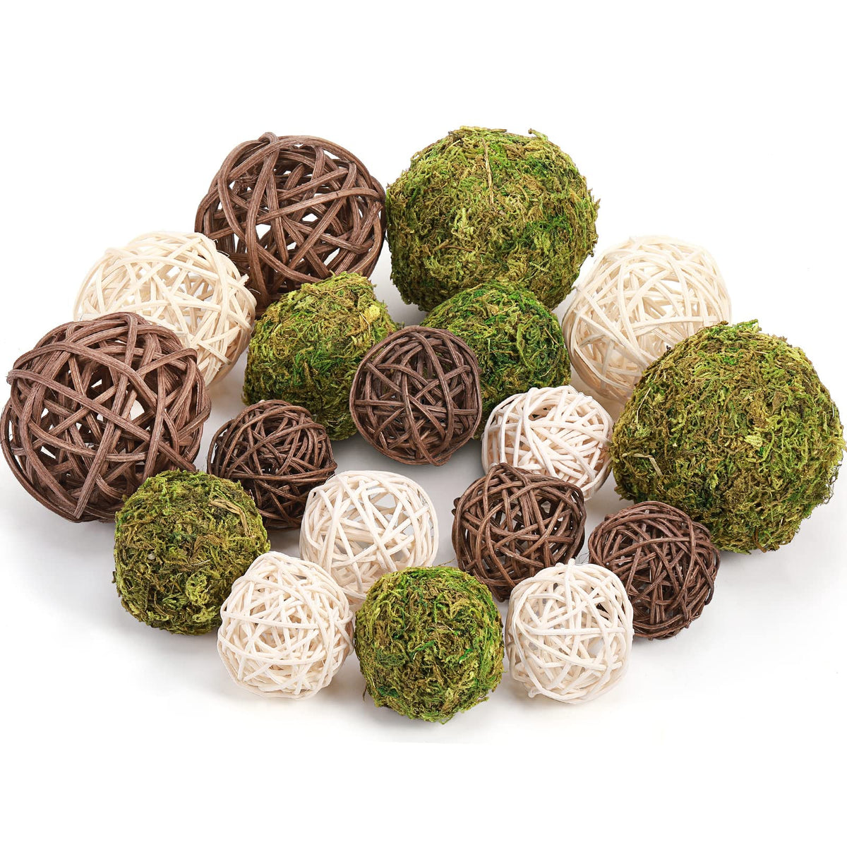 Jetec 18 Pcs Moss Wicker Decorative Balls for Centerpiece, Regular Size