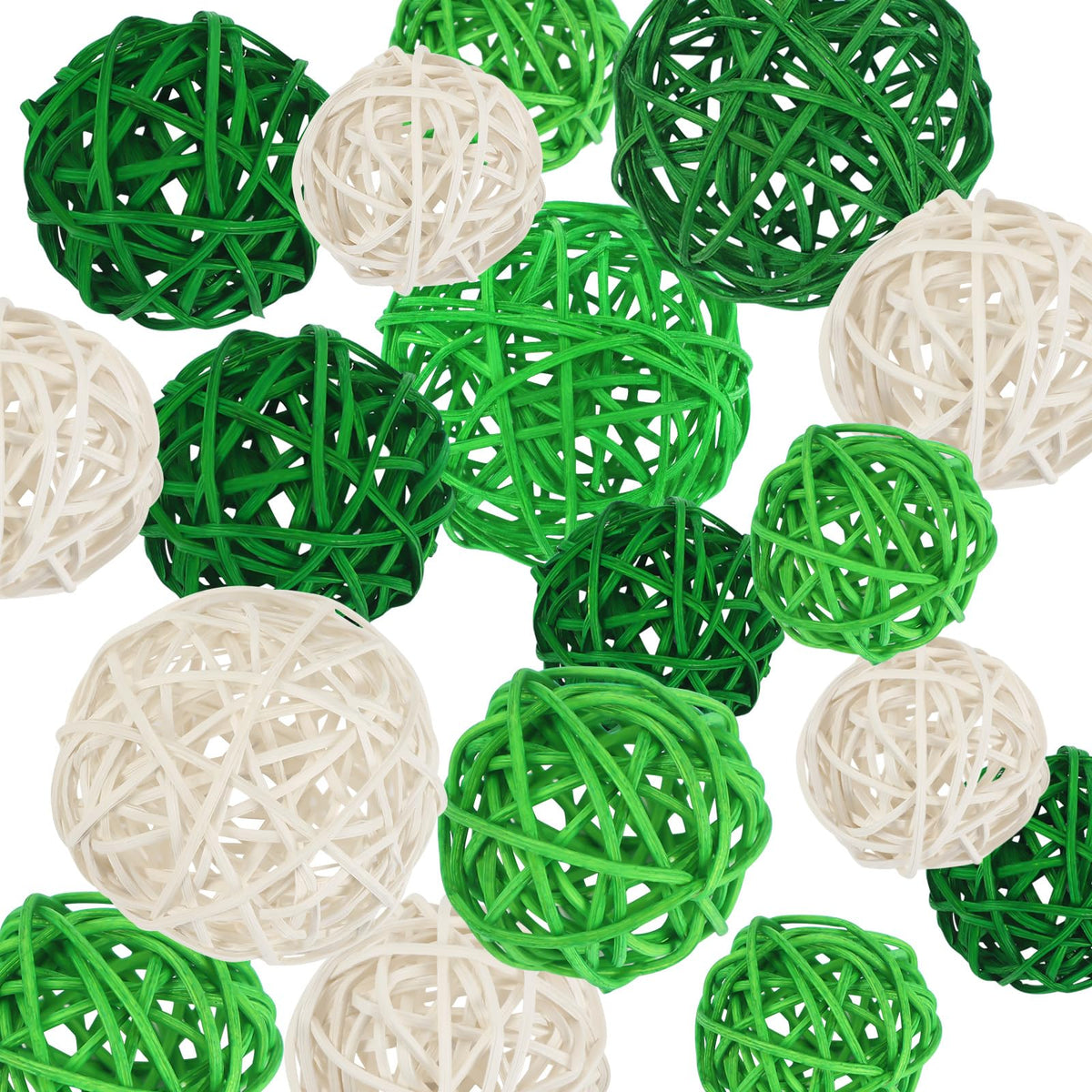 SANNIX 16PCS 3 Sizes Big Wicker Rattan Balls Christmas Ornaments Party