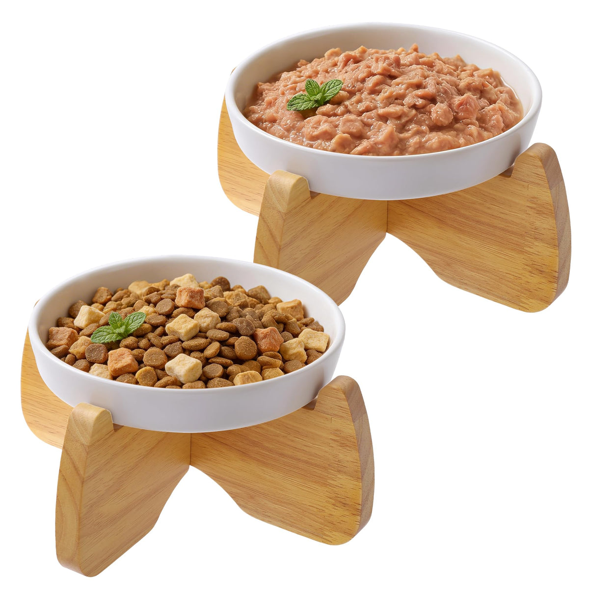 Ceramic Slow Feeder Cat Bowl 6.3" Wide (White)