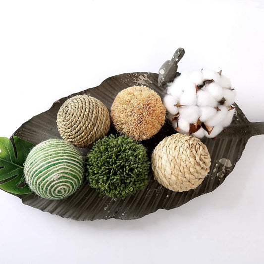 6pcs 3.5inch Woven Wicker Rattan Balls Decorative Ball Twig Orbs Green Orbs Vase Bowl Filler for Tabletop Decor