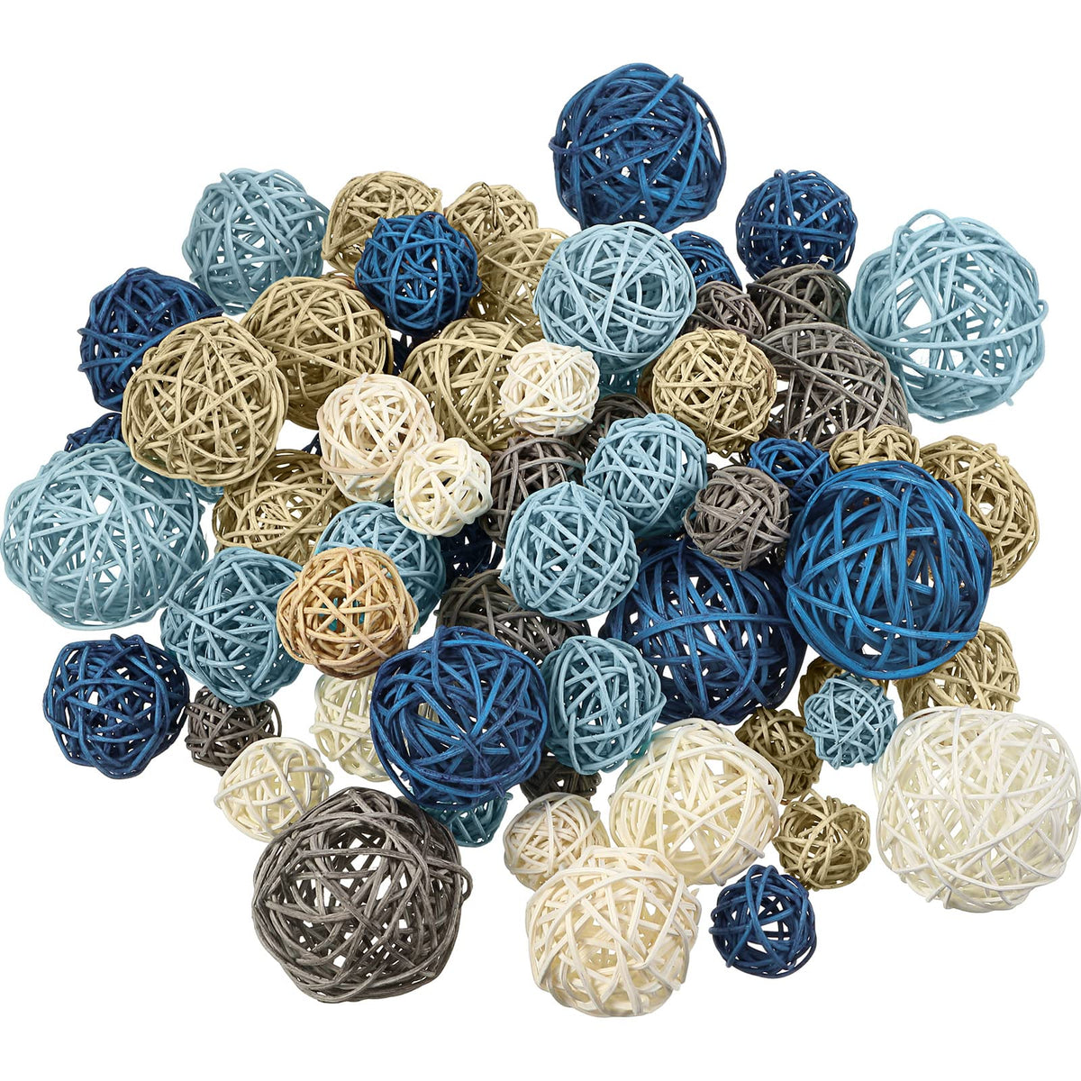 Patelai 72 Pcs Wicker Rattan Balls, Vase Bowl Fillers, Boho Neutral Set