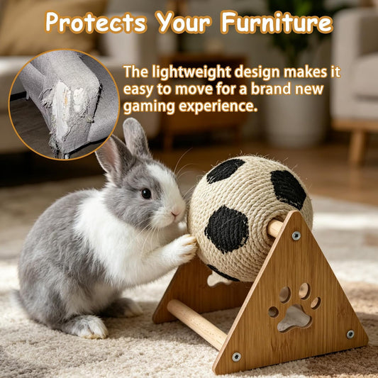 kathson Rabbit Scratching Toy,Sisal Rabbit Scratcher Rotating Activity Ball