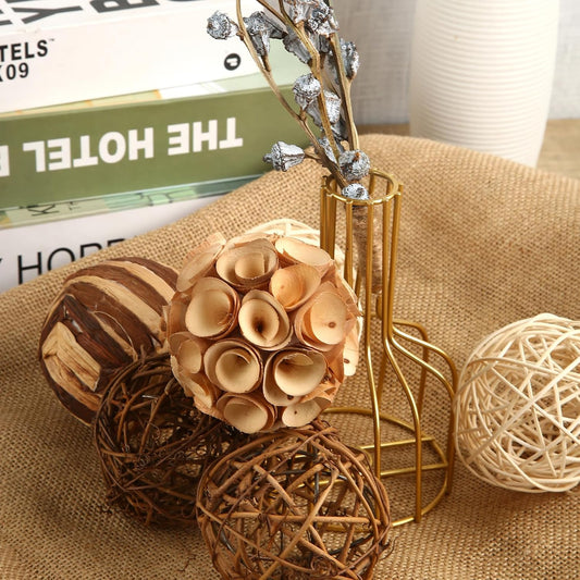 Decorative Bowl & Vase Filler Balls for Home Decor, Set of 6 PCS Natural Tone Rattan Wicker Balls Centerpieces Decoration, Decorative Orbs Vase Bowl Filler for Table Centerpieces