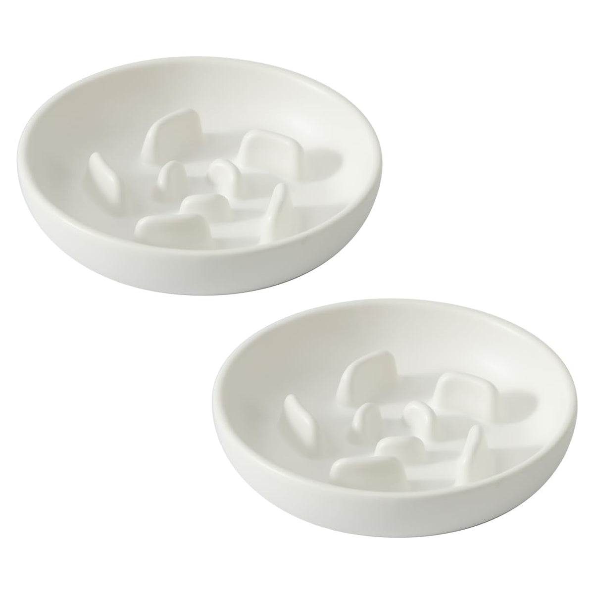 Cute 3 in 1 Ceramic Elevated Cat Bowl Stand, Raised Slow Feeder Cat Bowl