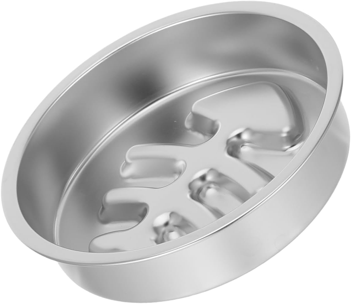 7 Inch Stainless Steel Slow Feeder Dog Bowl, Non Slip Puzzle Pet Feeding Dish, for Small Medium Pets Slow Eating Avoid Indigestion Home Outdoor Use