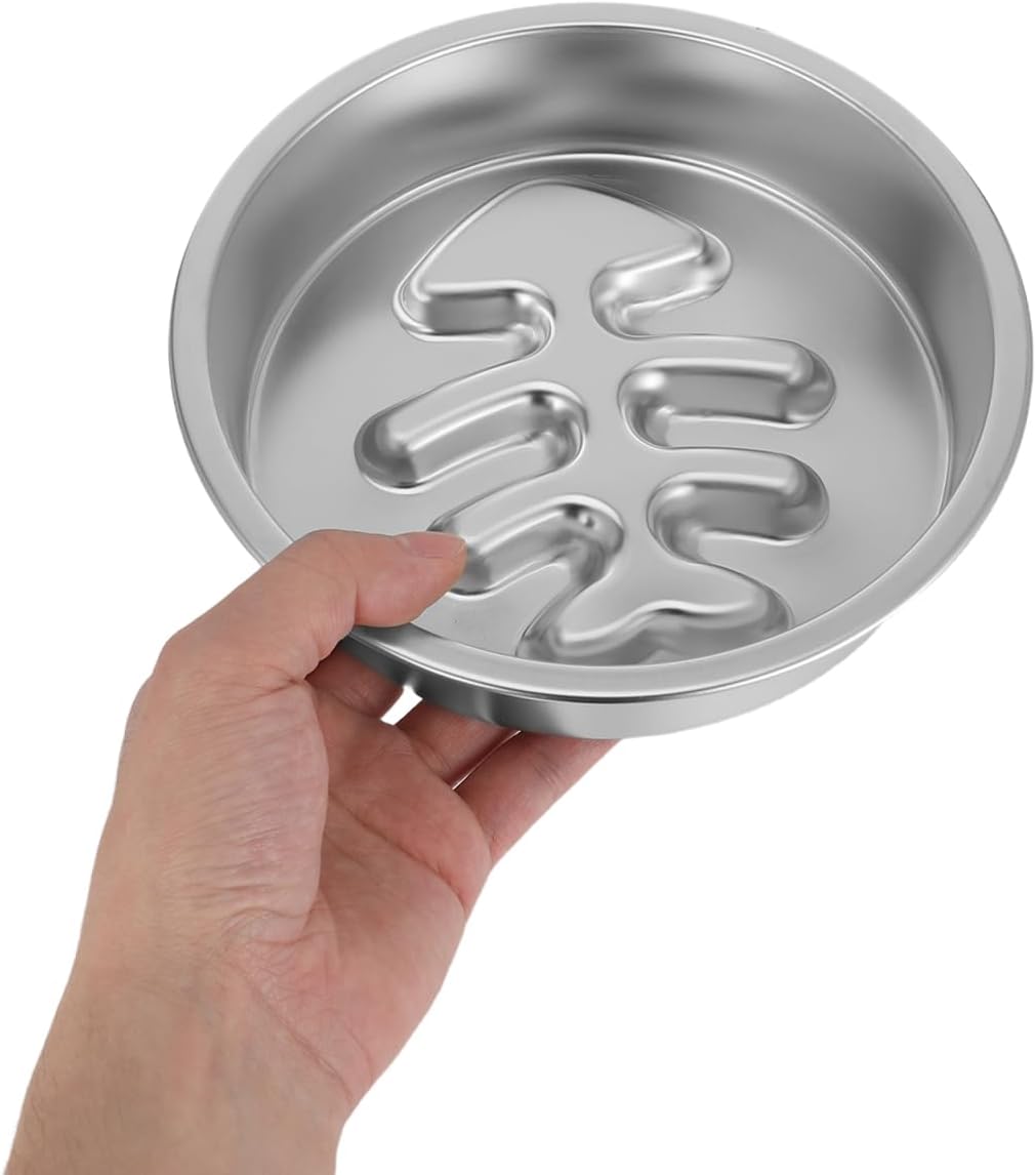 7 Inch Stainless Steel Slow Feeder Dog Bowl, Non Slip Puzzle Pet Feeding Dish, for Small Medium Pets Slow Eating Avoid Indigestion Home Outdoor Use