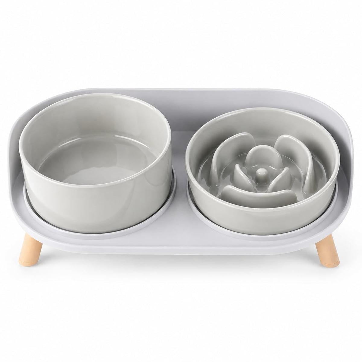 Elevated Slow Feeder Dog Bowls with Splash Proof Stand, Slow Eating 5X