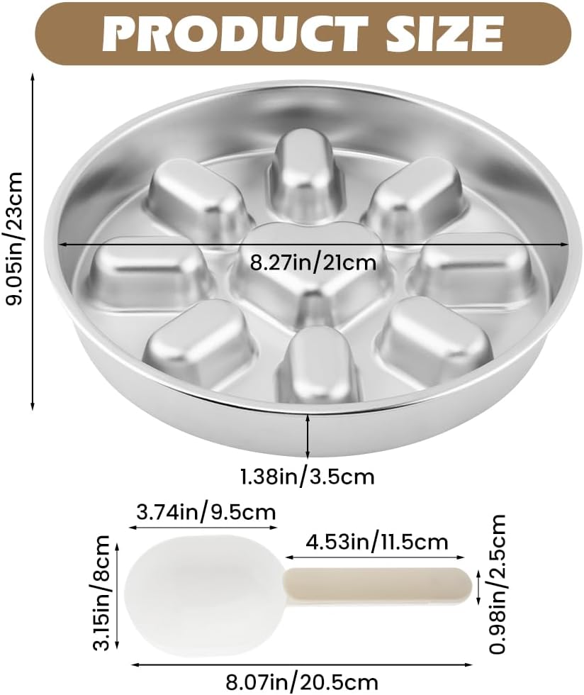 Slow Feeder Dog Bowls with Measuring Spoon, Stainless Steel Slow Feed Pet Bowl with Non-Slip Mat, Metal Feeder Dog Bowl for Small, Medium, Large Dogs to Slows Down Eating