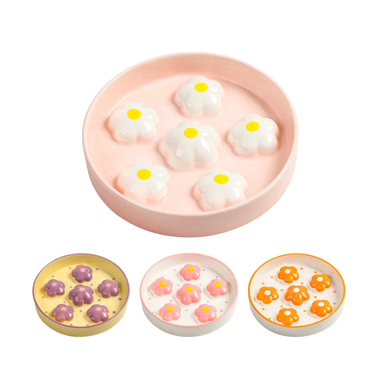 Ceramic Slow Feeder Cat Bowl, 6.3" Whisker Friendly Anti-Vomit, Blush