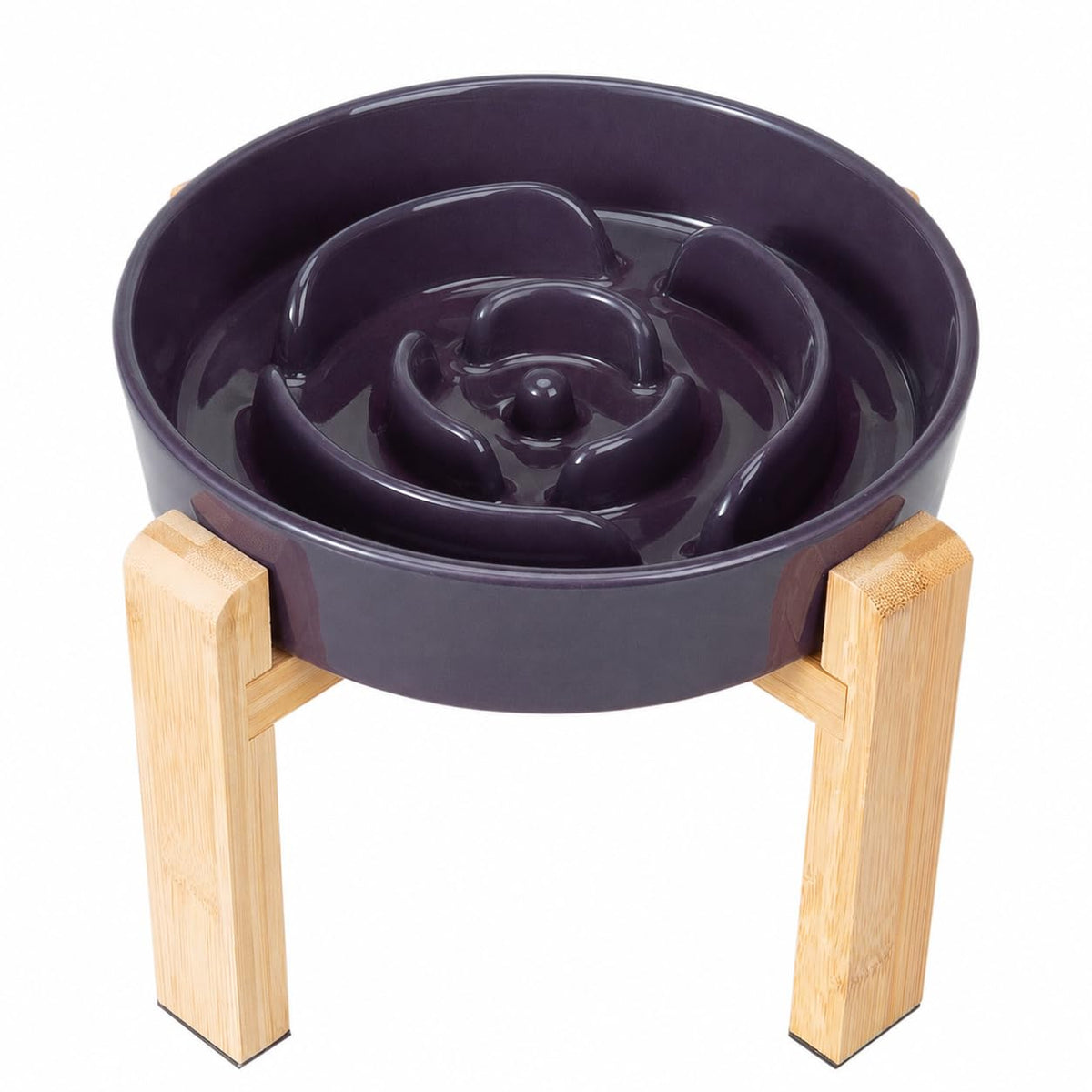 Elevated Slow Feeder Dog Bowl, 6.7" Ceramic Maze Dog Bowl with Stand