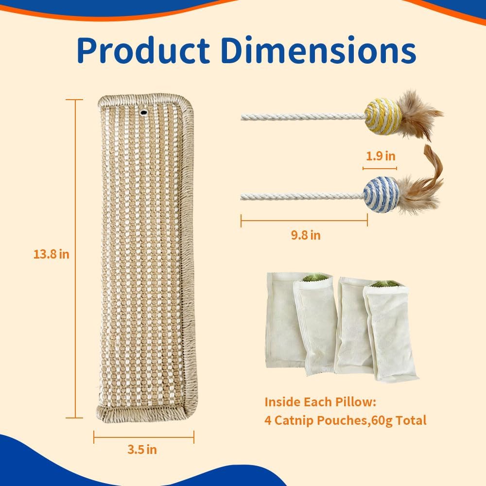 2 Pack Refillable Sisal Catnip Kicker Toys for Indoor Cats
