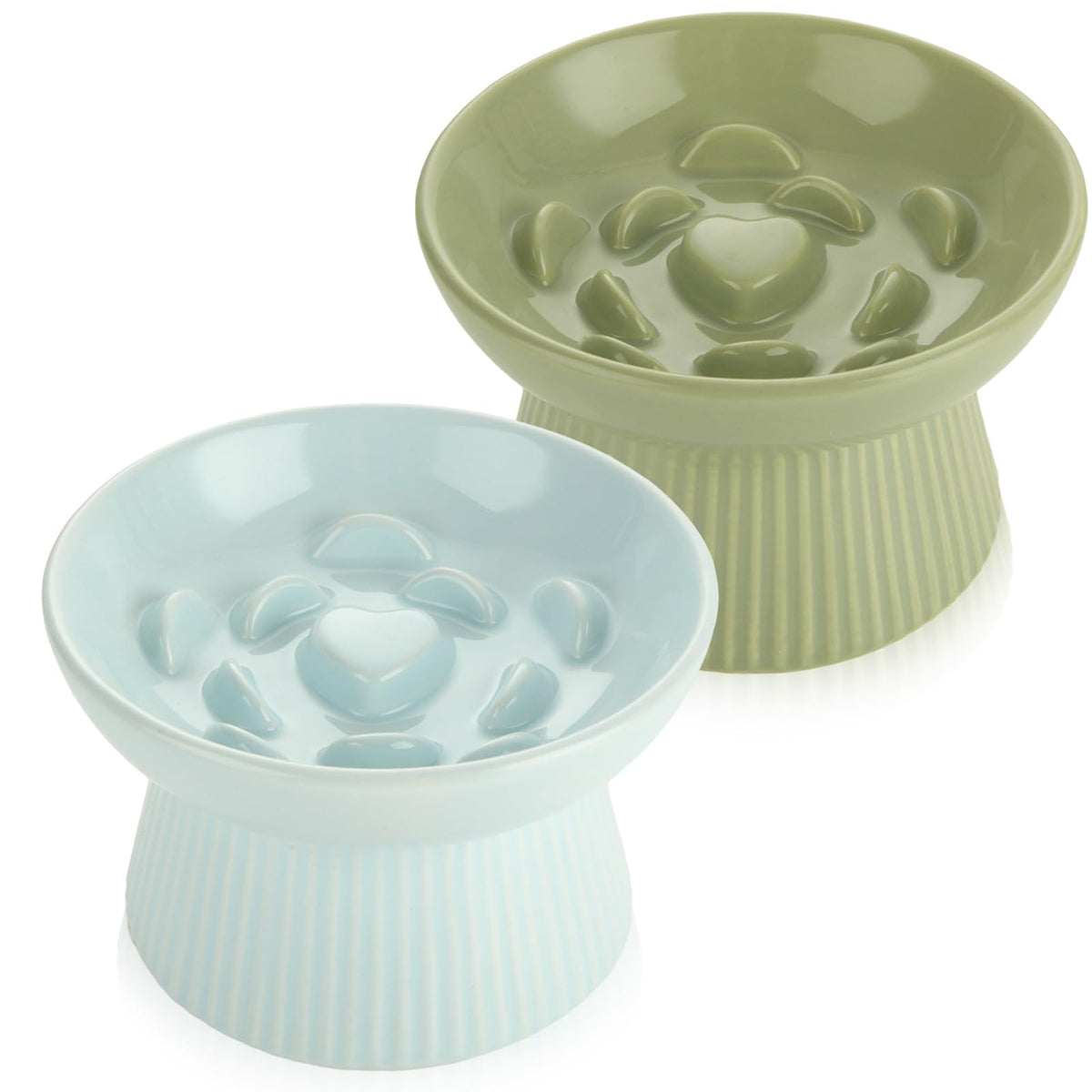 STARVAST 2 Pack Ceramic Slow Feeder Cat Bowl, Elevated