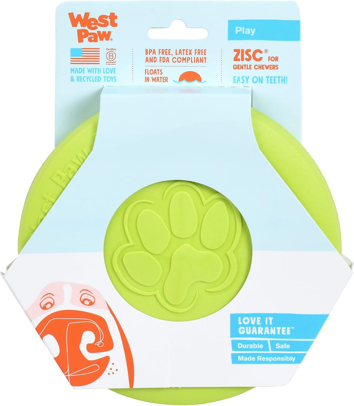 WEST PAW Zisc High-Flying Disc Dog Toy - Small - Granny Smith Green