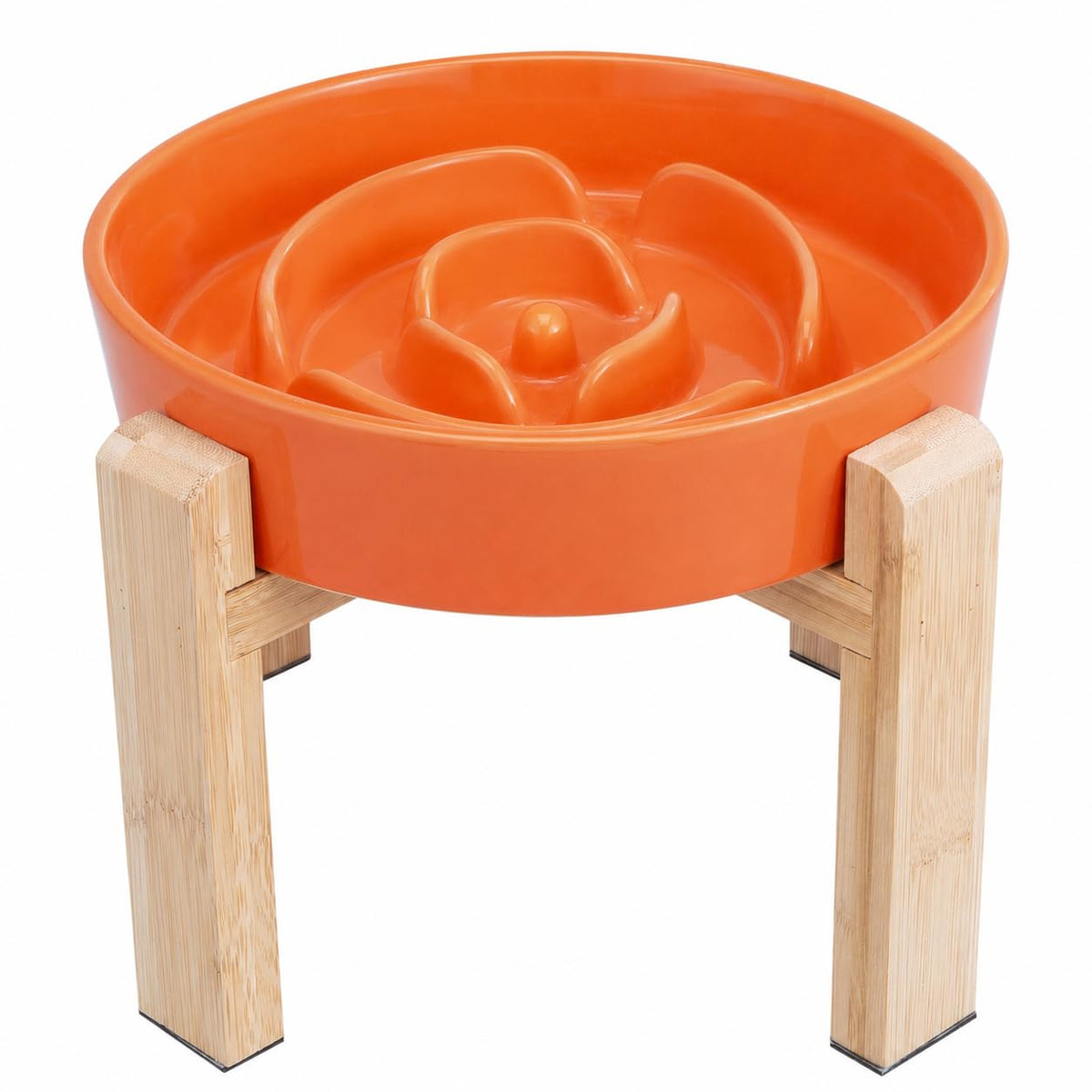 Elevated Slow Feeder Dog Bowl, 6.7" Ceramic Maze Dog Bowl with Stand