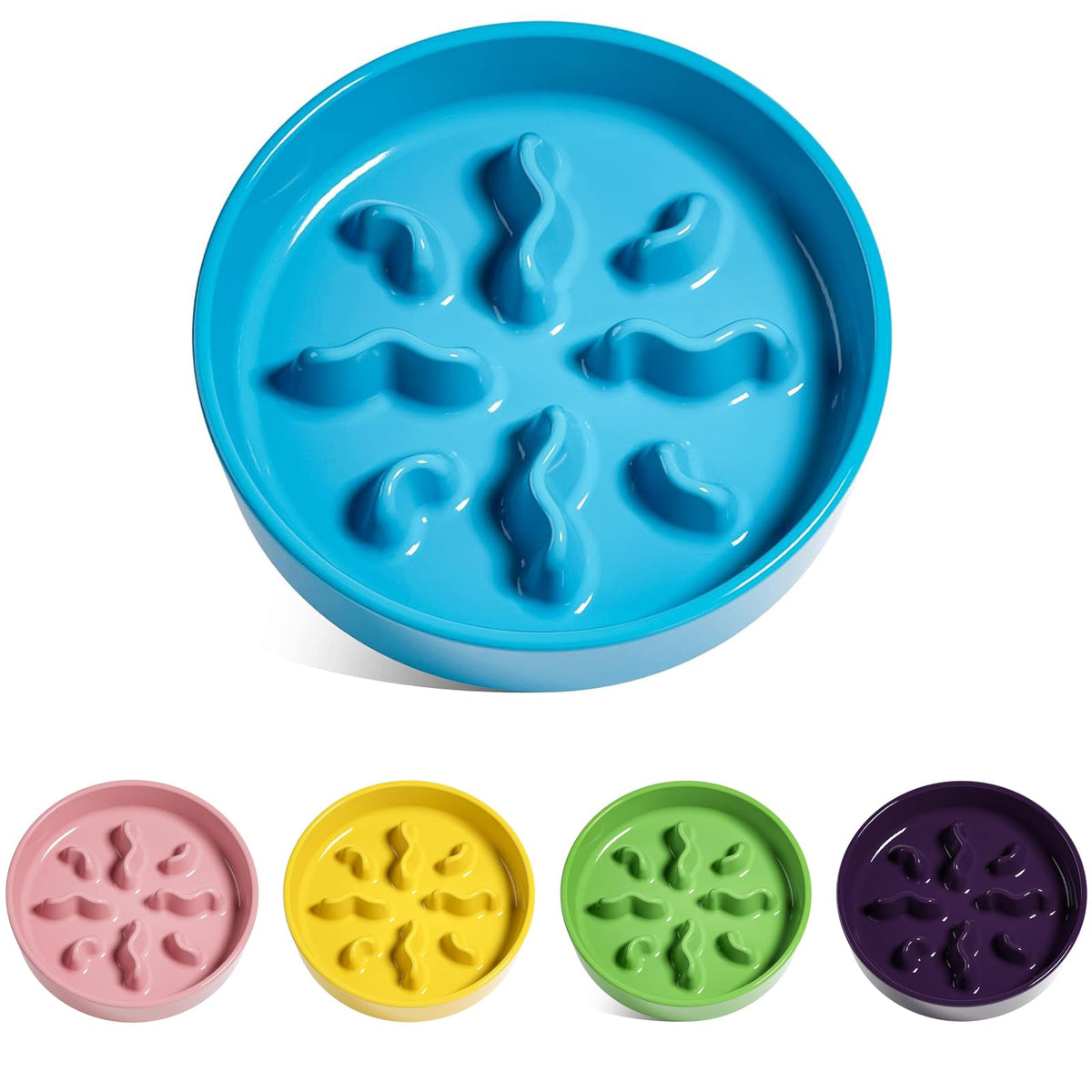 Ceramic Slow Feeder Dog Bowls Small Breed, 0.5 Cups Dog Food Dish for Fast Eaters, Puzzle Bowl for Small Dogs and Cats, 5.5 Inch-Grey