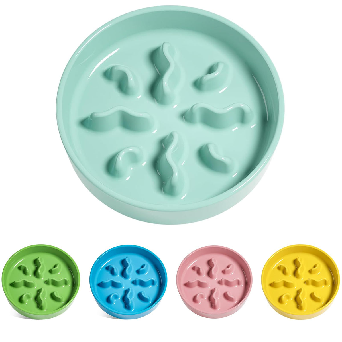 Ceramic Slow Feeder Dog Bowls Small Breed, 0.5 Cups Dog Food Dish for Fast Eaters, Puzzle Bowl for Small Dogs and Cats, 5.5 Inch-Grey