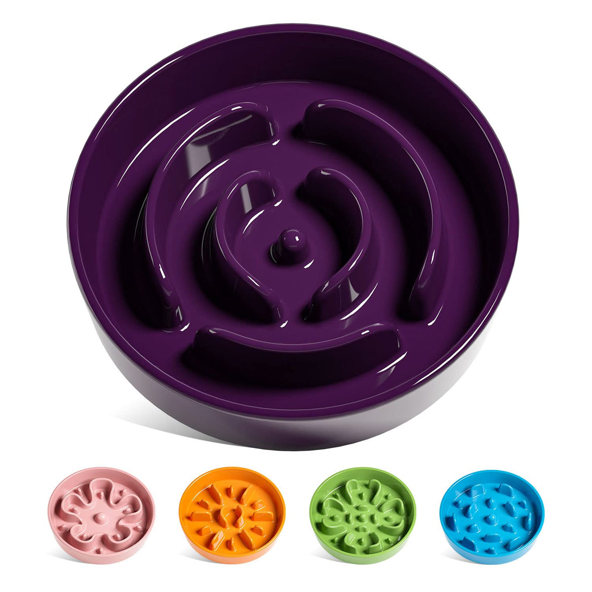LE TAUCI Ceramic Slow Feeder Dog Bowls Small Breed, 0.6 Cups Dog Food Dish for Fast Eaters, Puzzle Bowl for Small Dogs and Cats,Purple