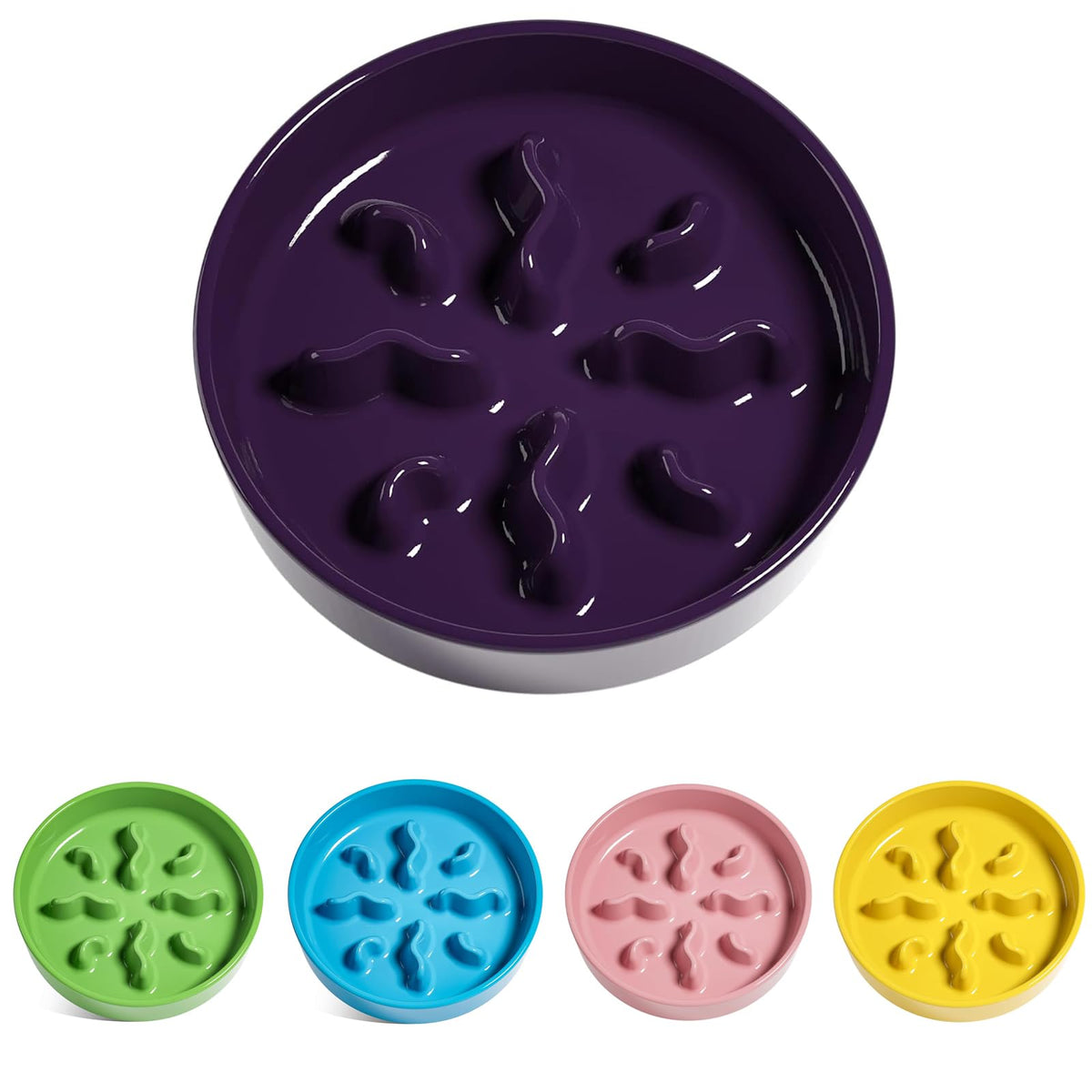 Ceramic Slow Feeder Dog Bowls Small Breed, 0.5 Cups Dog Food Dish for Fast Eaters, Puzzle Bowl for Small Dogs and Cats, 5.5 Inch-Grey