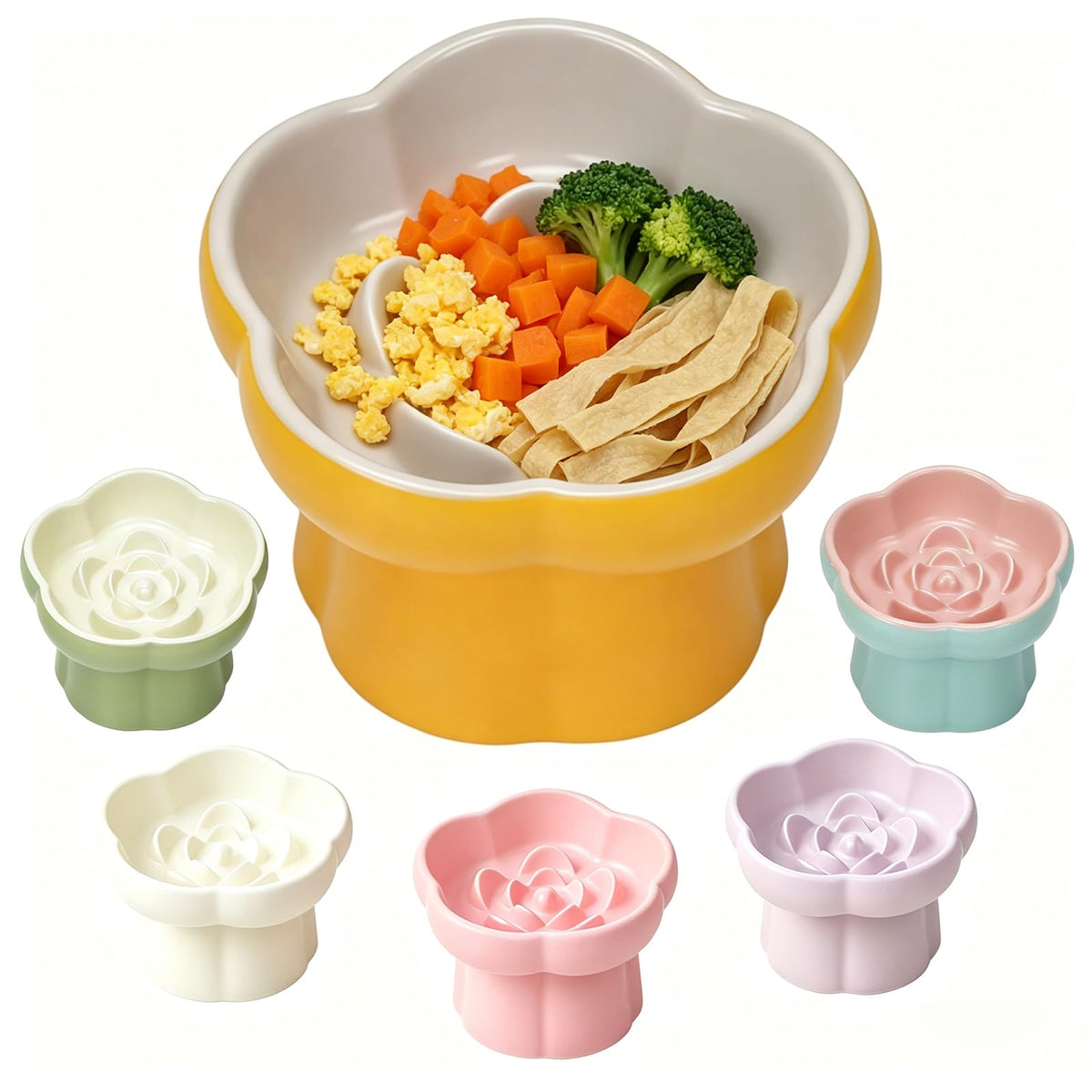 Ceramic Raised Slow Feeder Cat Bowl,Cat Slow Feeder,