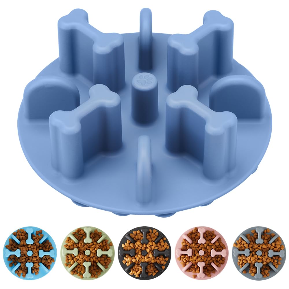 Slow Feeder Dog Bowls Insert, Animire Soft Silicone Anti-Choking Puzzle Anti-Slip Slow Down Eating Feeder Insert, Compatible with Regular Elevated Dog Bowls