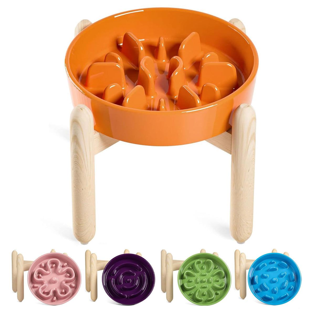 LE TAUCI Ceramic Slow Feeder Dog Bowls Small Breed, 0.6 Cups Dog Food Dish for Fast Eaters, Puzzle Bowl for Small Dogs and Cats,Purple