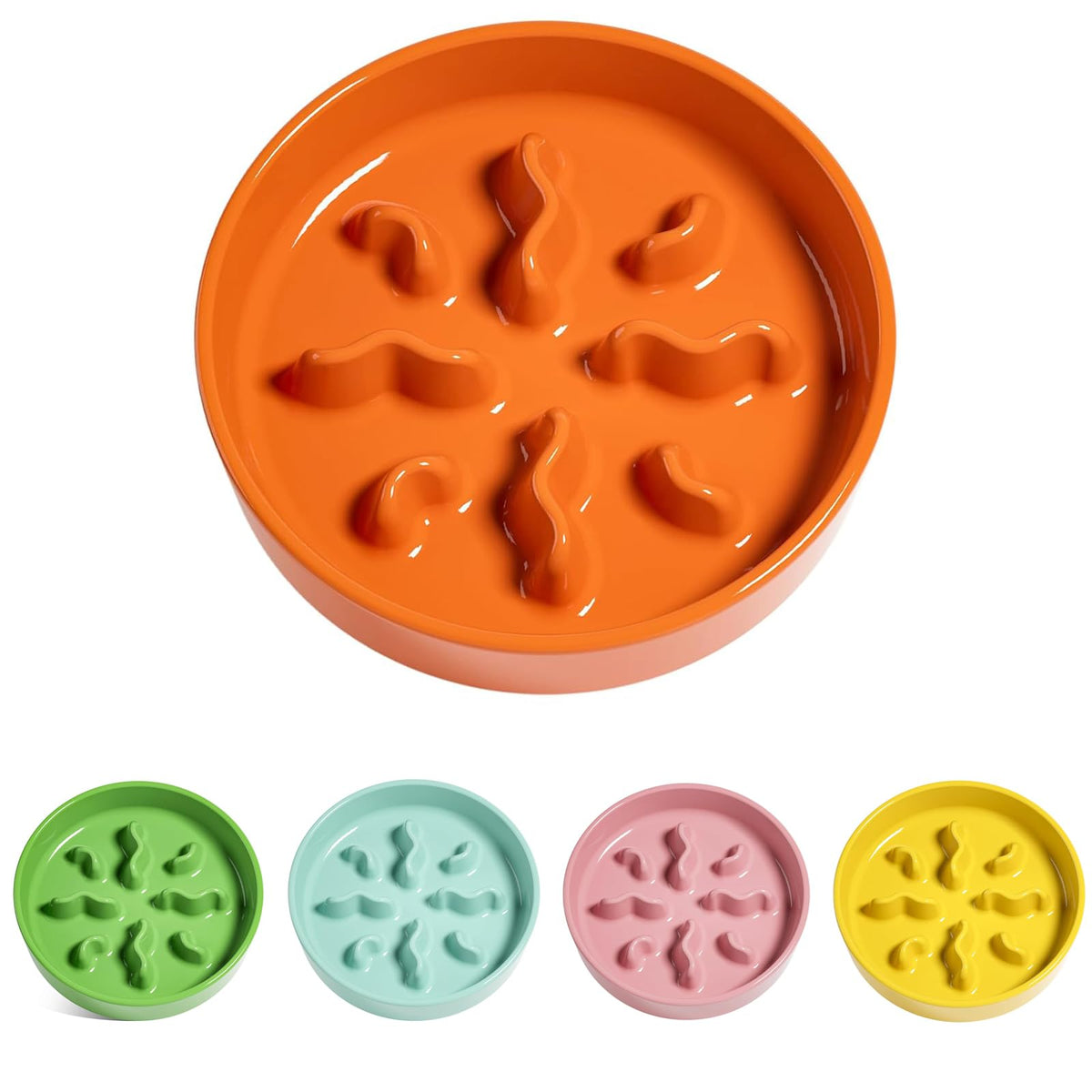 Ceramic Slow Feeder Dog Bowls Small Breed, 0.5 Cups Dog Food Dish for Fast Eaters, Puzzle Bowl for Small Dogs and Cats, 5.5 Inch-Grey