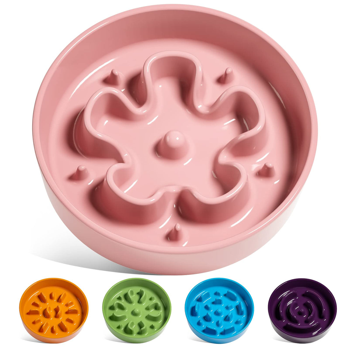 LE TAUCI Ceramic Slow Feeder Dog Bowls Small Breed, 0.6 Cups Dog Food Dish for Fast Eaters, Puzzle Bowl for Small Dogs and Cats,Purple
