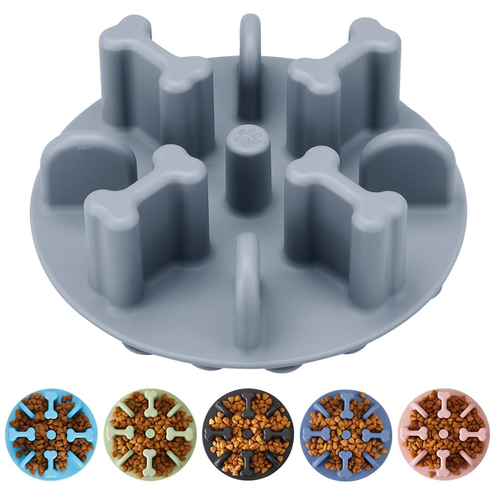 Slow Feeder Dog Bowls Insert, Animire Soft Silicone Anti-Choking Puzzle Anti-Slip Slow Down Eating Feeder Insert, Compatible with Regular Elevated Dog Bowls