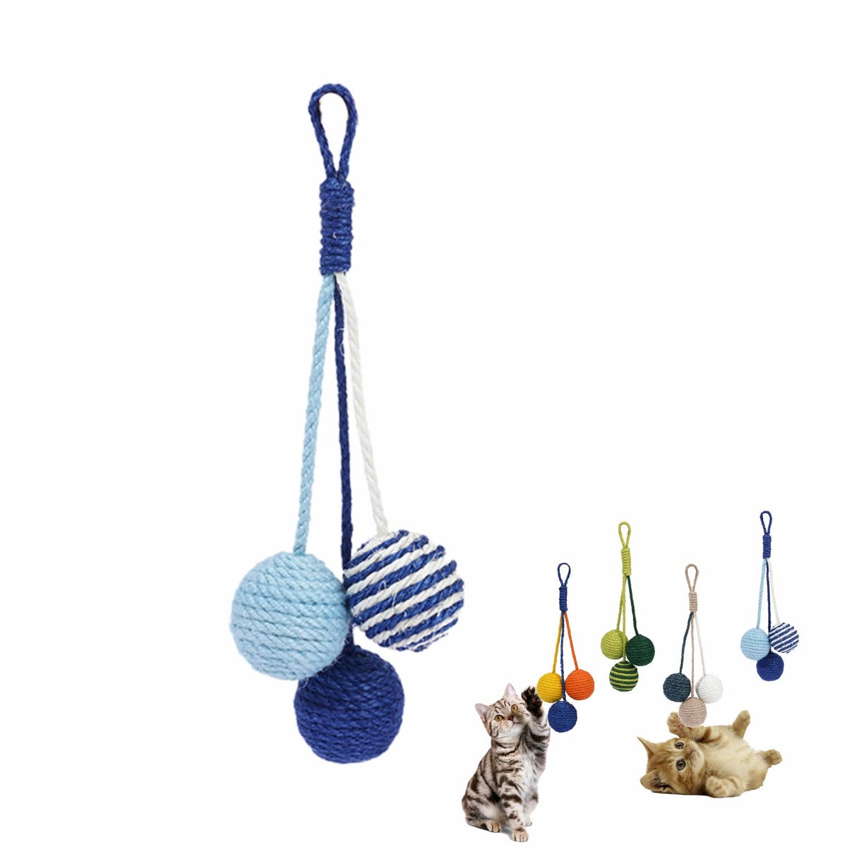 Cat Toy Sisal Ball Hanging Cat Toy Handmade Cat Rope Ball Chew Eco-Friendly Toy Pets Interactive Toy Cat Toys for Indoor Cats (Original Color, 1pcs)