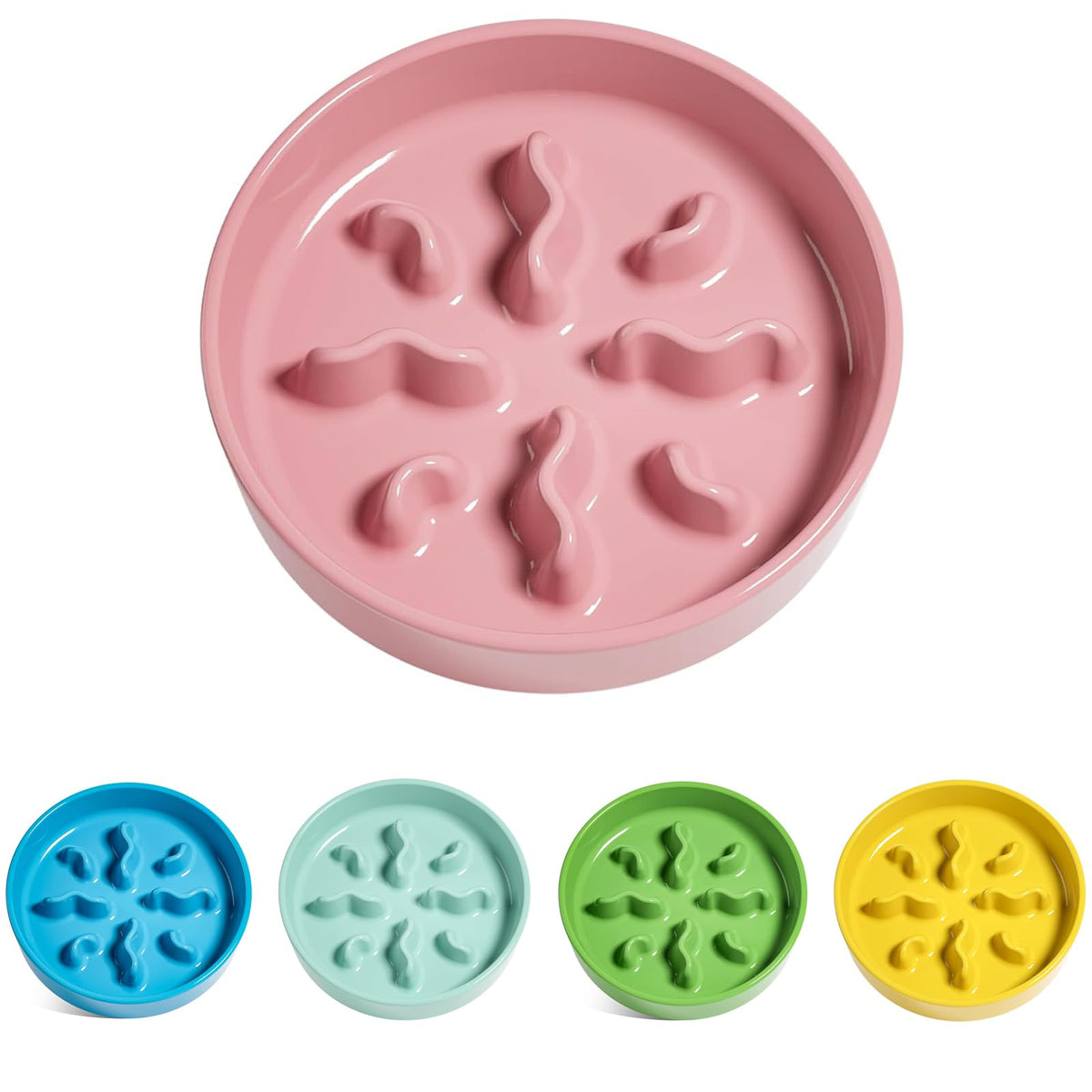 Ceramic Slow Feeder Dog Bowls Small Breed, 0.5 Cups Dog Food Dish for Fast Eaters, Puzzle Bowl for Small Dogs and Cats, 5.5 Inch-Grey