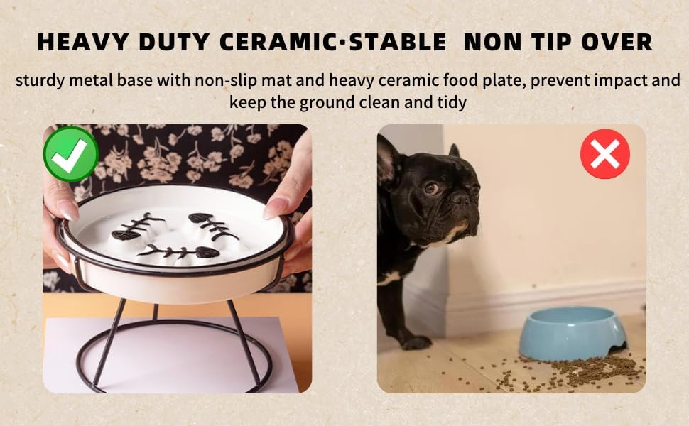 Ceramic Elevated Cat Bowls Set, Anti Vomit, Removable Dishes, Pink & Blue