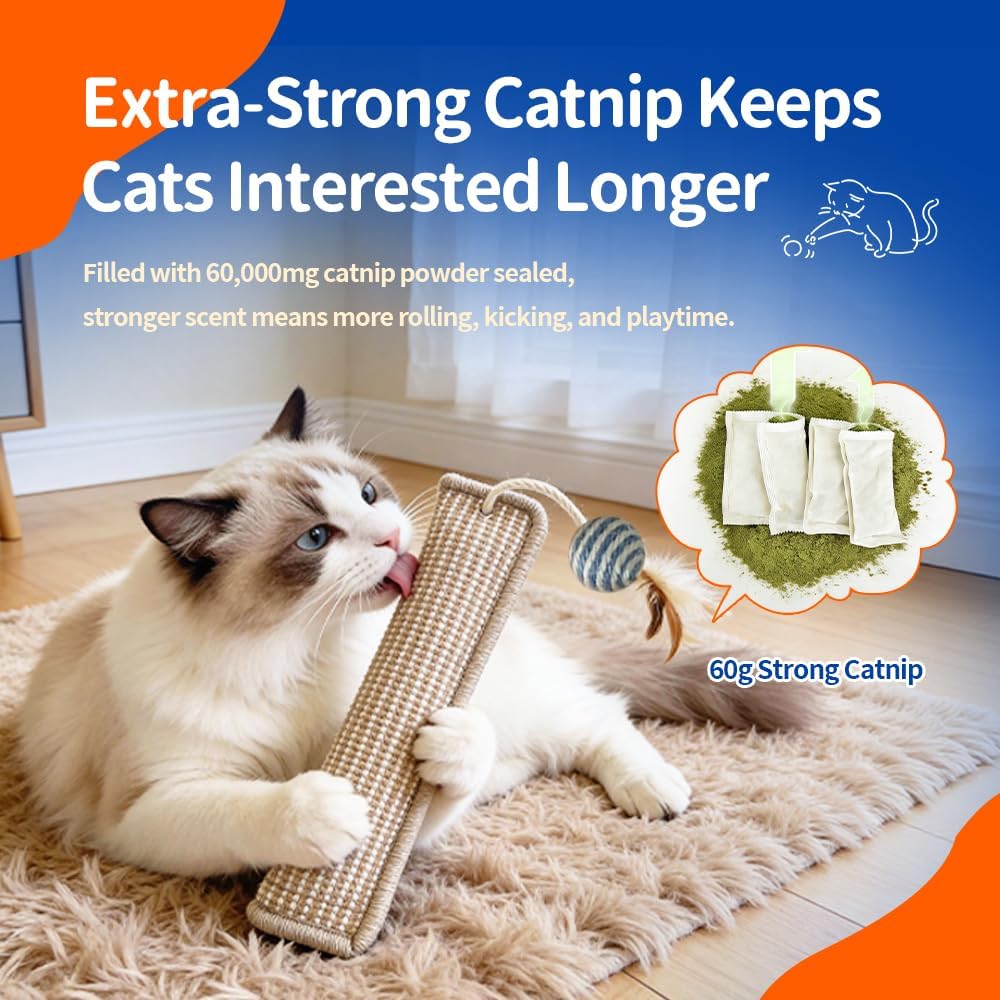 2 Pack Refillable Sisal Catnip Kicker Toys for Indoor Cats