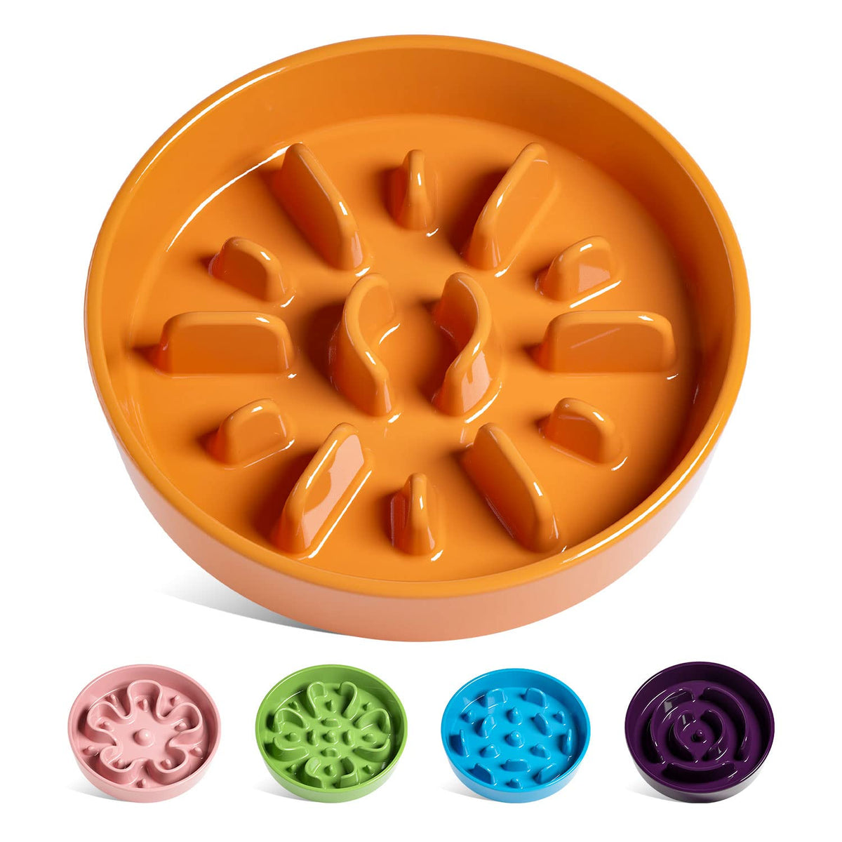 LE TAUCI Ceramic Slow Feeder Dog Bowls Small Breed, 0.6 Cups Dog Food Dish for Fast Eaters, Puzzle Bowl for Small Dogs and Cats,Purple