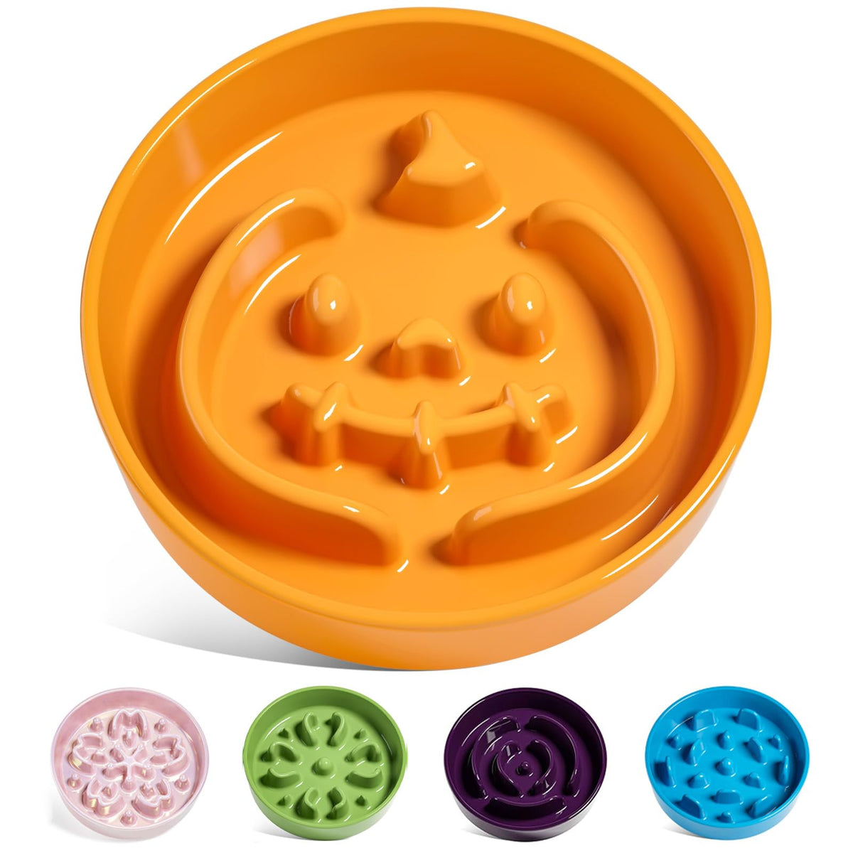 LE TAUCI Ceramic Slow Feeder Dog Bowls Small Breed, 0.6 Cups Dog Food Dish for Fast Eaters, Puzzle Bowl for Small Dogs and Cats,Purple