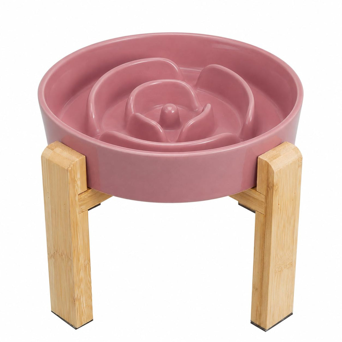 Elevated Slow Feeder Dog Bowl, 6.7" Ceramic Maze Dog Bowl with Stand