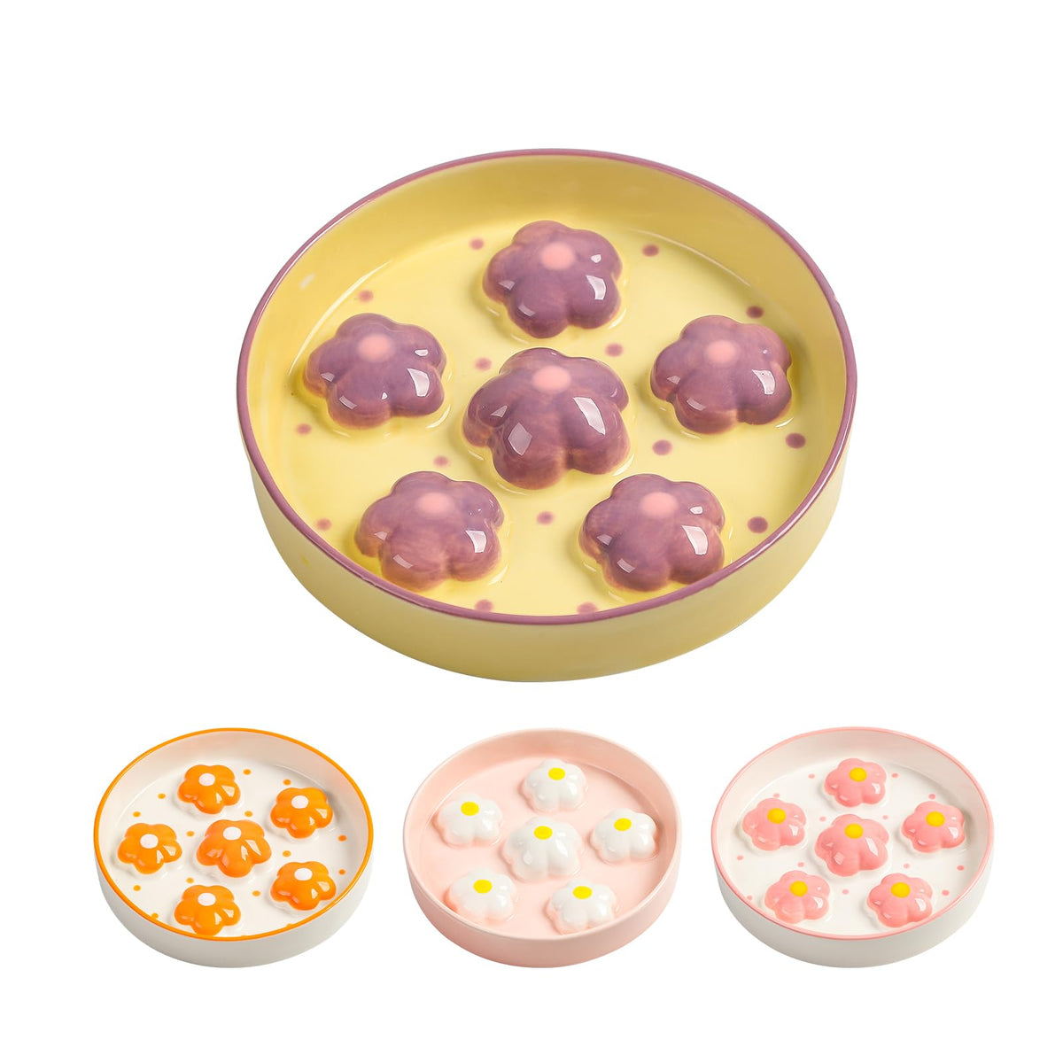 Ceramic Slow Feeder Cat Bowl, 6.3" Whisker Friendly Anti-Vomit, Blush