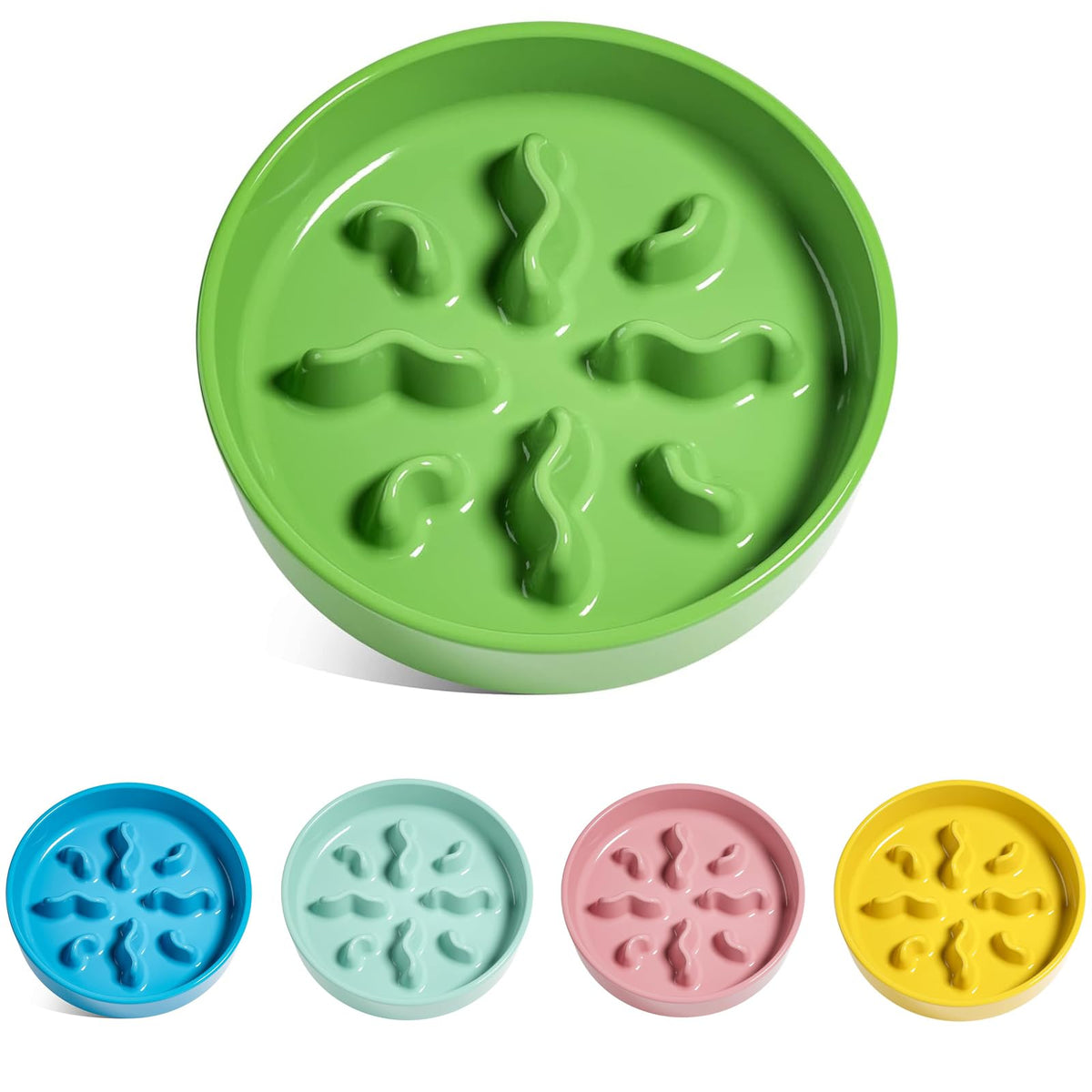 Ceramic Slow Feeder Dog Bowls Small Breed, 0.5 Cups Dog Food Dish for Fast Eaters, Puzzle Bowl for Small Dogs and Cats, 5.5 Inch-Grey