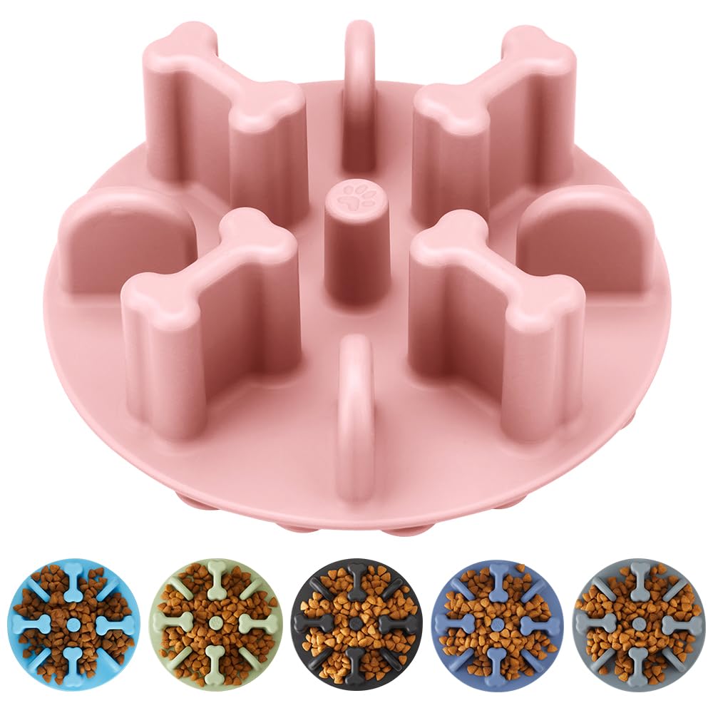 Slow Feeder Dog Bowls Insert, Animire Soft Silicone Anti-Choking Puzzle Anti-Slip Slow Down Eating Feeder Insert, Compatible with Regular Elevated Dog Bowls