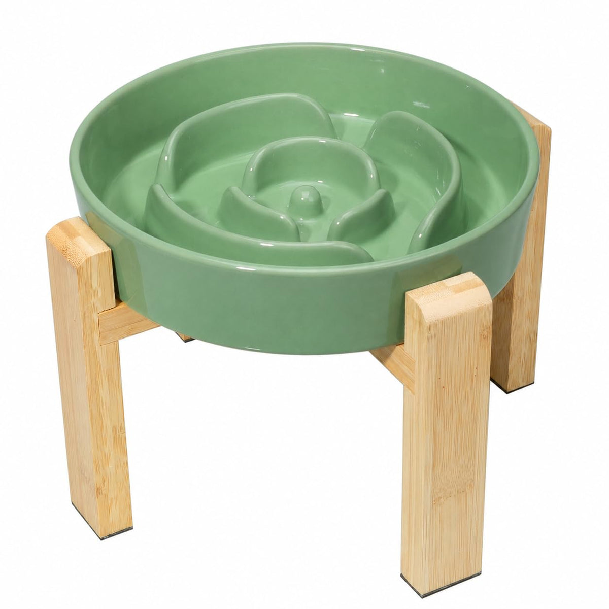 Elevated Slow Feeder Dog Bowl, 6.7" Ceramic Maze Dog Bowl with Stand
