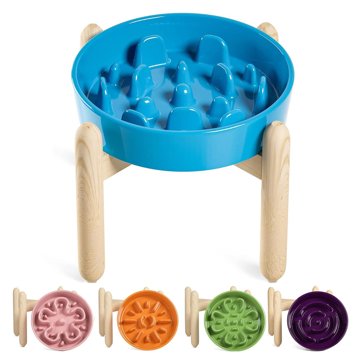 LE TAUCI Ceramic Slow Feeder Dog Bowls Small Breed, 0.6 Cups Dog Food Dish for Fast Eaters, Puzzle Bowl for Small Dogs and Cats,Purple
