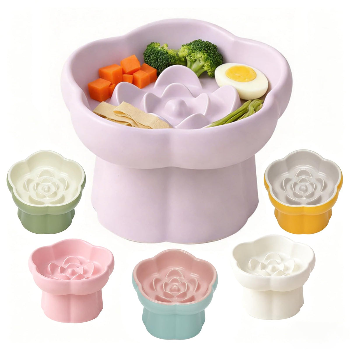 Ceramic Raised Slow Feeder Cat Bowl,Cat Slow Feeder,