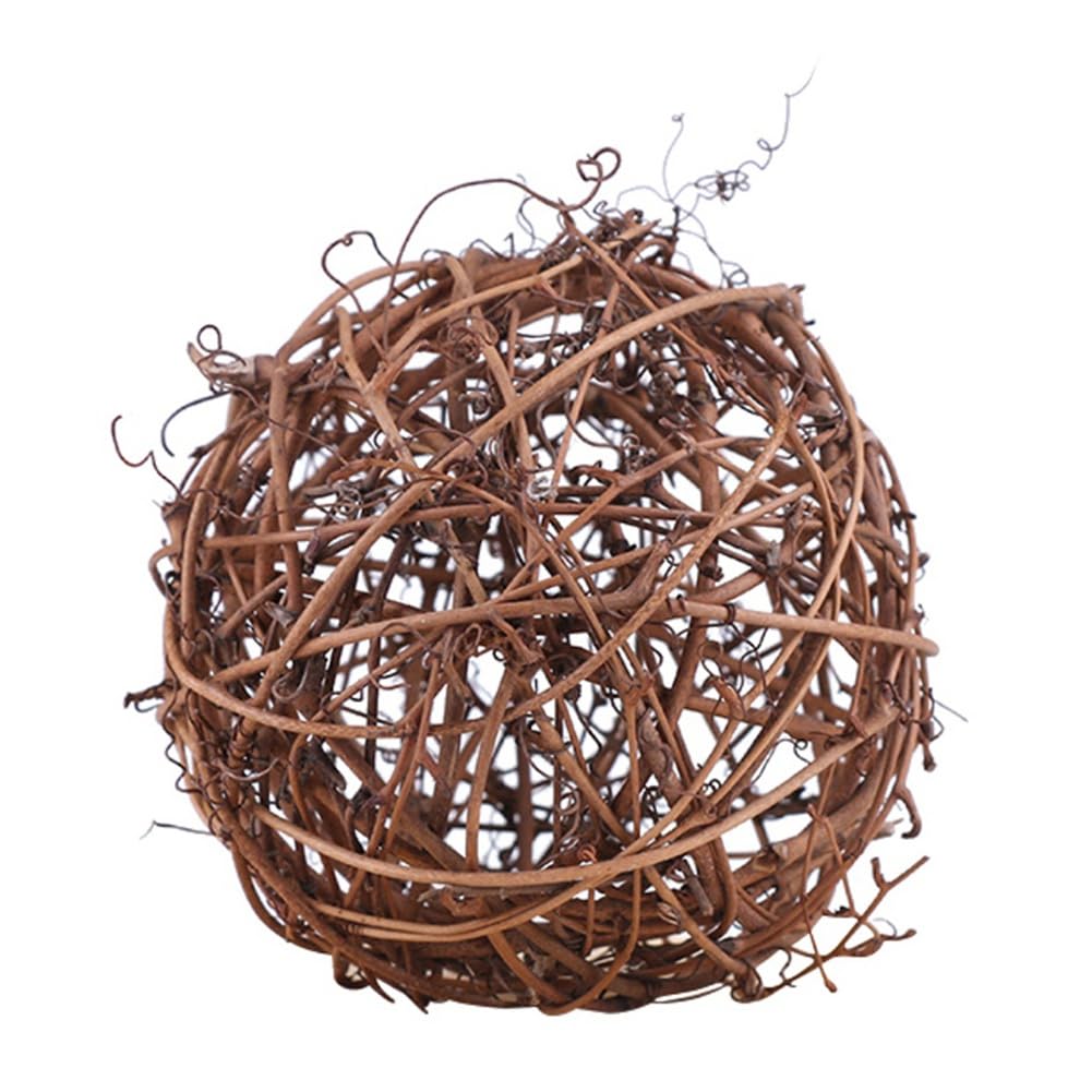 3 Pcs Handmade Wicker Rattan Balls, Natural Vine Balls Bowl and Vase Filler Twig Orbs, Brown Rustic Rattan Decorative Balls Ornament for Garden, Wedding, DIY Crafts, Rabbits, Parrot, Bird Toys