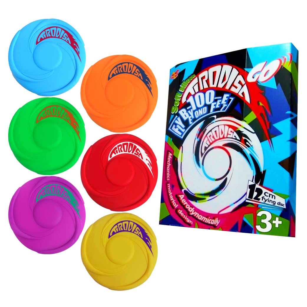 AMAZING TOYZ Tirodisc GO Mini Frisbee Flying Disc Set Pack, 12cm Soft Silicone Golf Disc for Party Games, Beach, Park Portable Pocket-Sized Toy, Easy Clean & Safe Catch