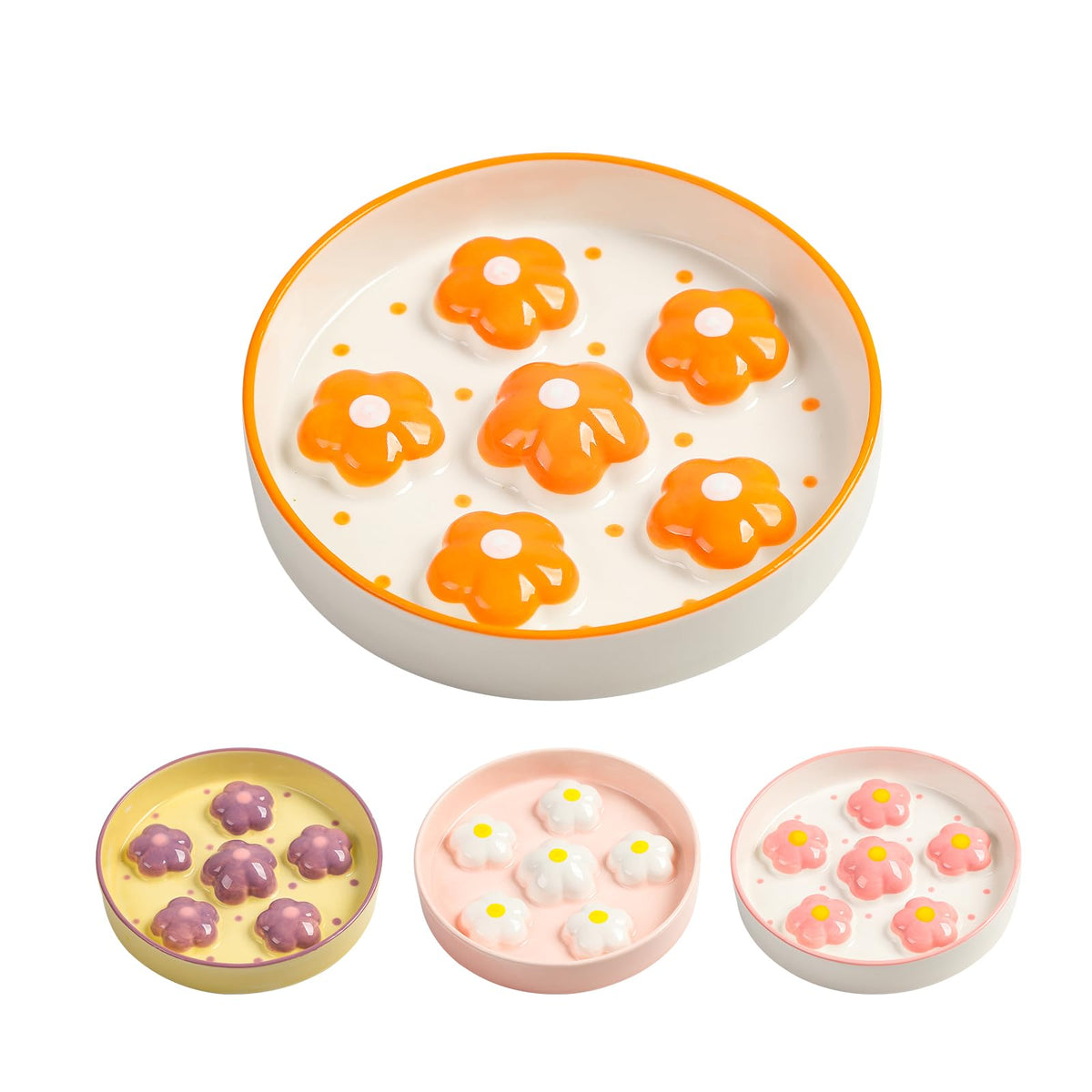 Ceramic Slow Feeder Cat Bowl, 6.3" Whisker Friendly Anti-Vomit, Blush