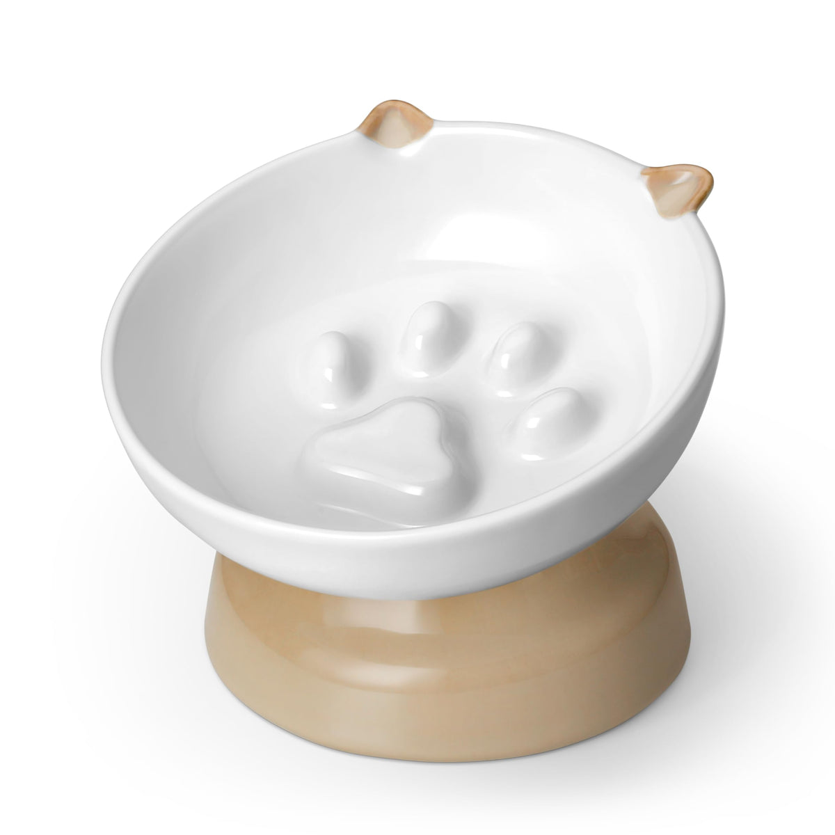 vancasso Slow Feeder Cat Bowls, Ceramic Elevated Slow Feeder Cat Bowls, Raised Food Bowl for Wet Food (Black)